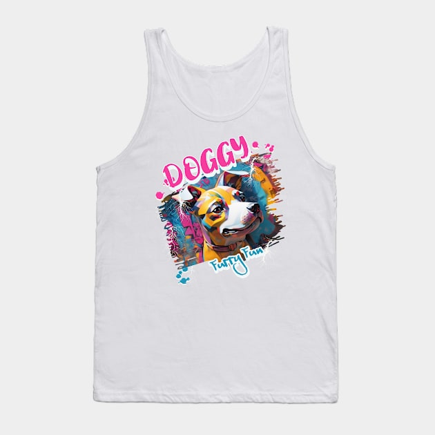 Graffiti-inspired portraiture Dog Tank Top by Moonlight Forge Studio